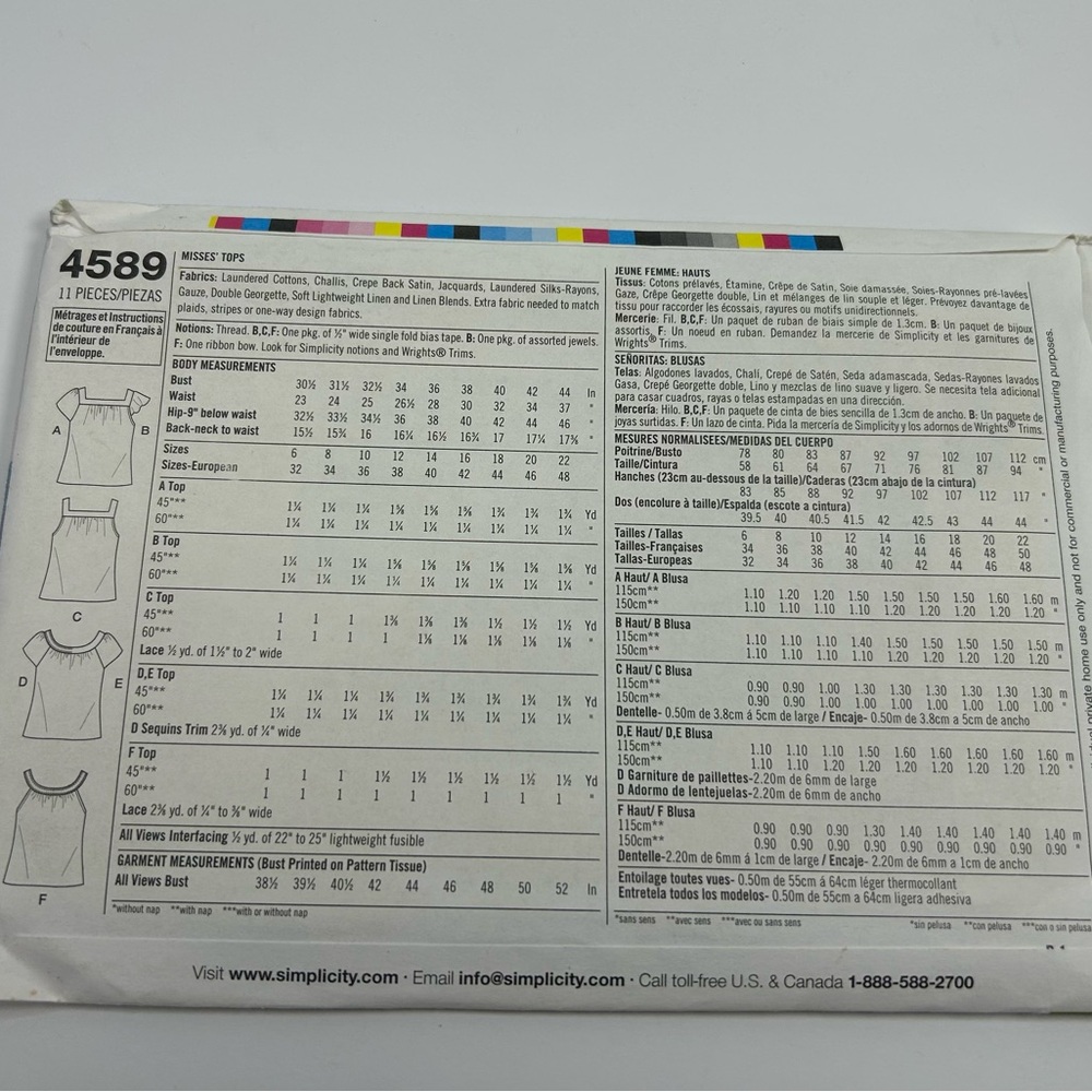 Simplicity 4589 Size 6-12 Pullover Top Uncut Sewing Pattern